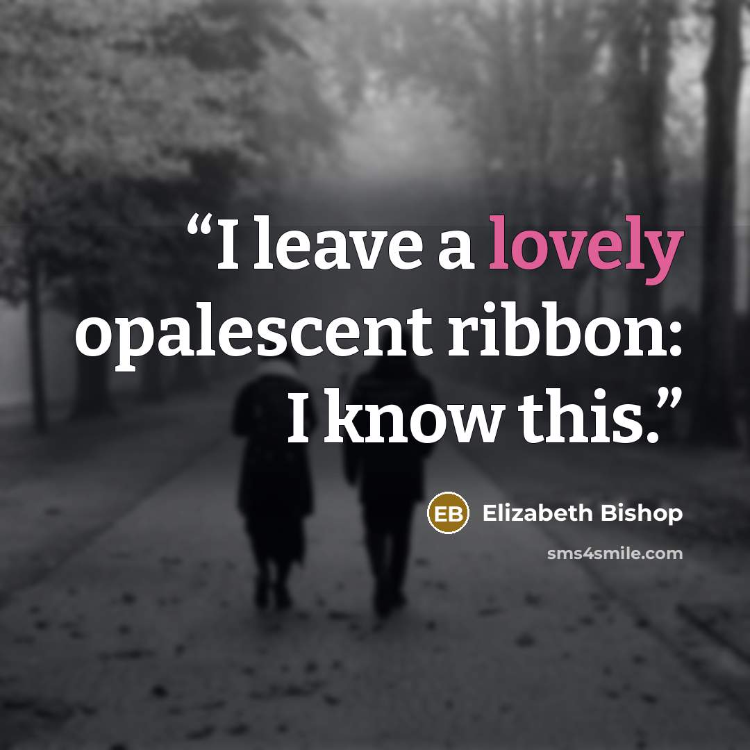 “I leave a lovely opalescent ribbon: I know this.” quote by Elizabeth Bishop