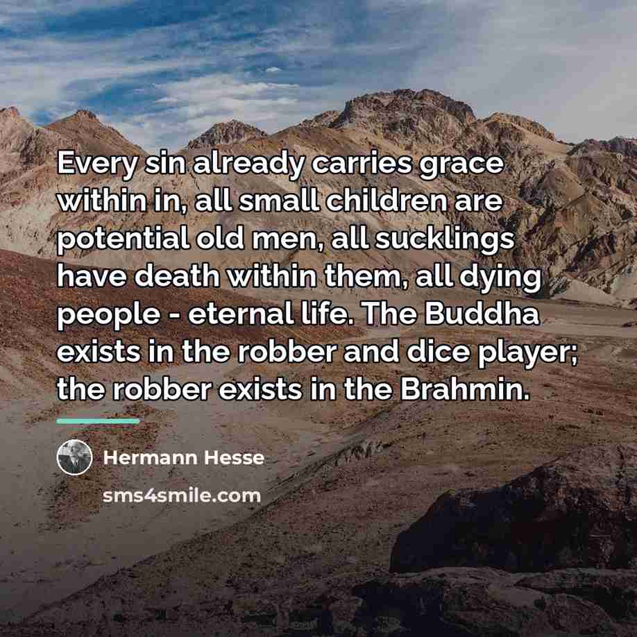 “Every sin already carries grace within in, all small children…” quote by Hermann Hesse