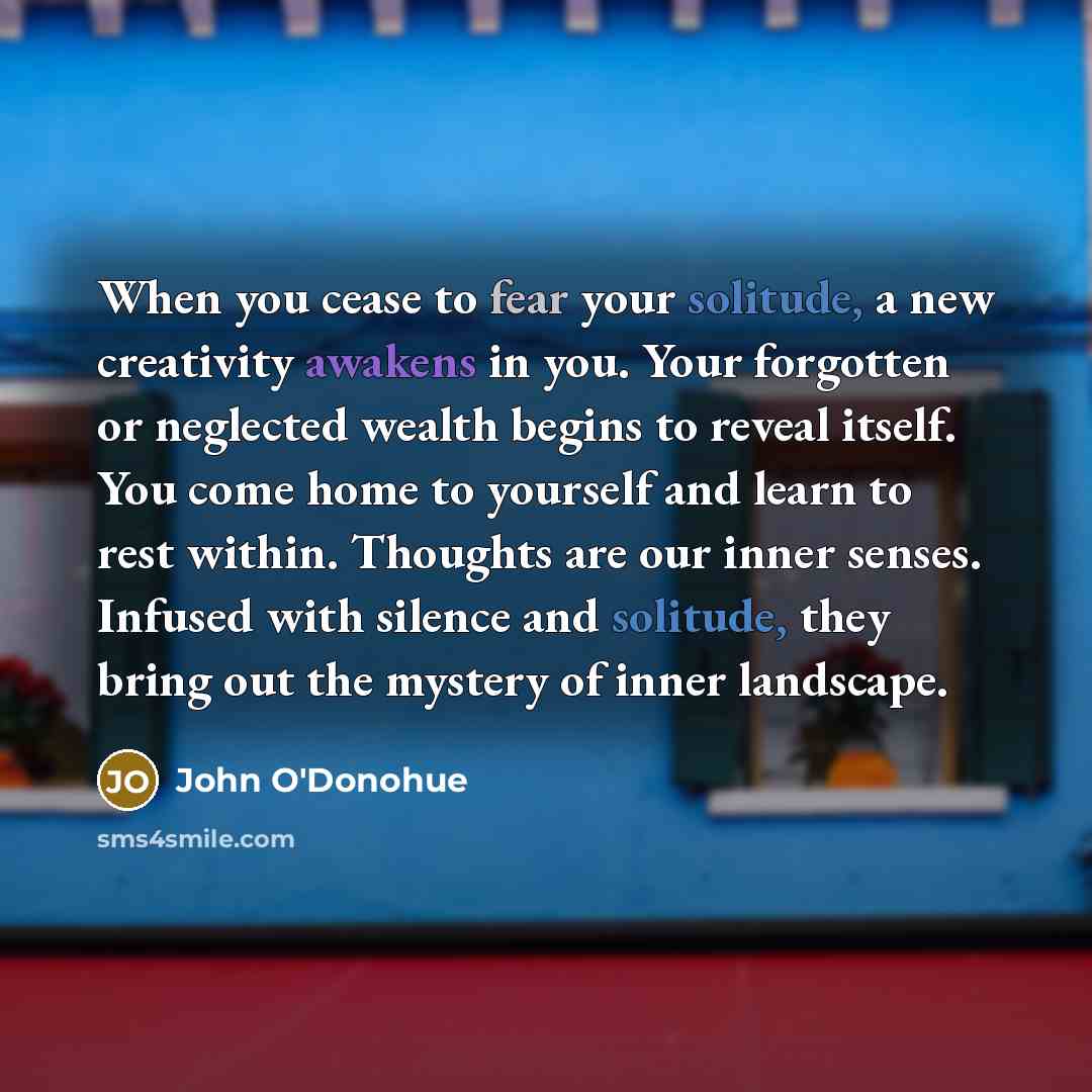 “When you cease to fear your solitude, a new creativity…” quote by John O'Donohue