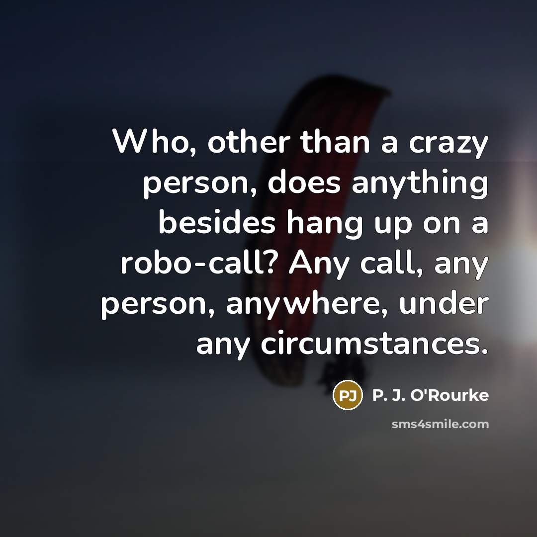 “Who, other than a crazy person, does anything besides hang…” quote by P. J. O'Rourke