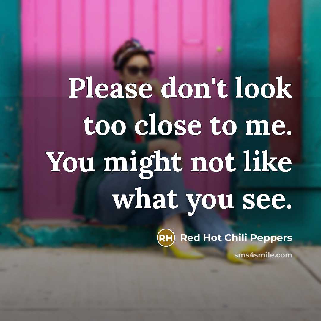 “Please don't look too close to me. You might not like what you see.” quote by Red Hot Chili Peppers