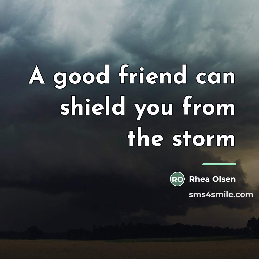 “A good friend can shield you from the storm…” quote by Rhea Olsen