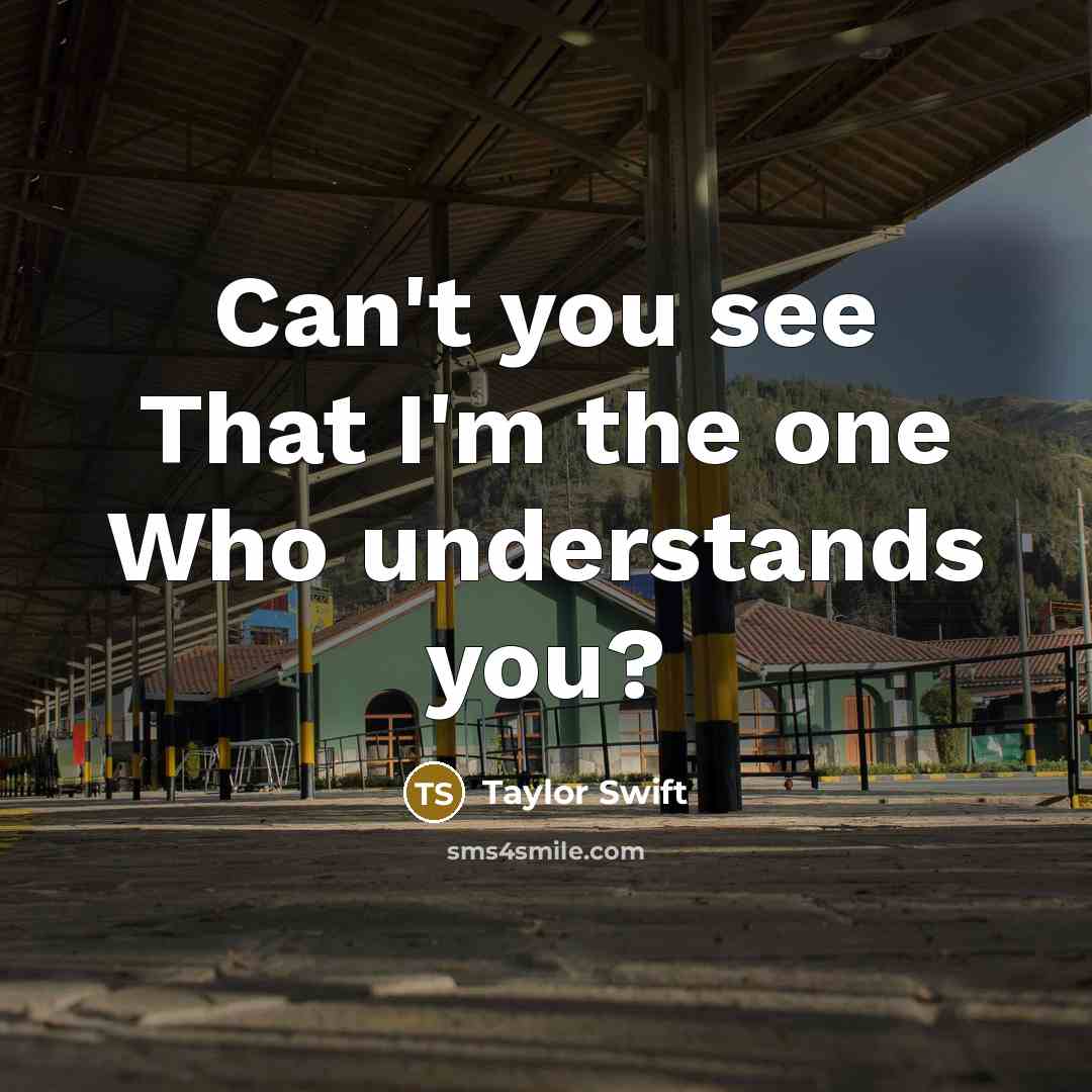 “Can't you see That I'm the one Who understands you?…” quote by Taylor Swift