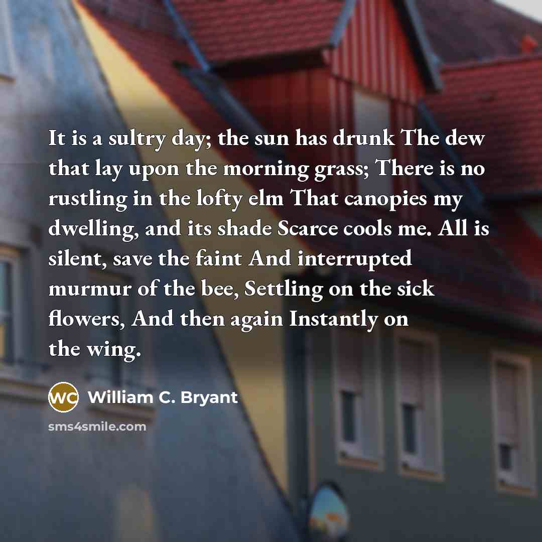 “It is a sultry day; the sun has drunk The…” quote by William C. Bryant