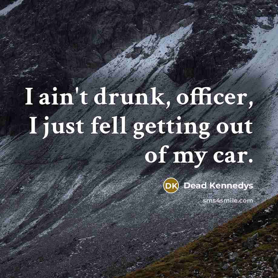 “I ain't drunk, officer, I just fell getting out of…” quote by Dead Kennedys