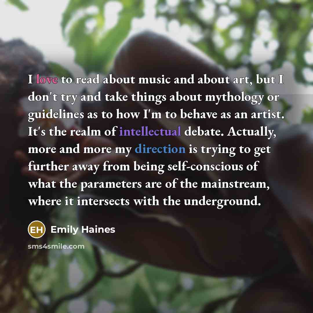 “I love to read about music and about art, but…” quote by Emily Haines