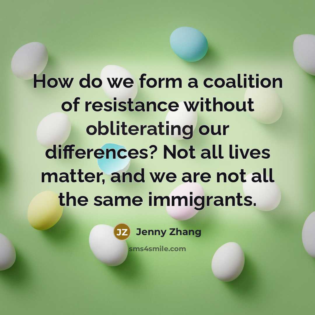 “How do we form a coalition of resistance without obliterating…” quote by Jenny Zhang