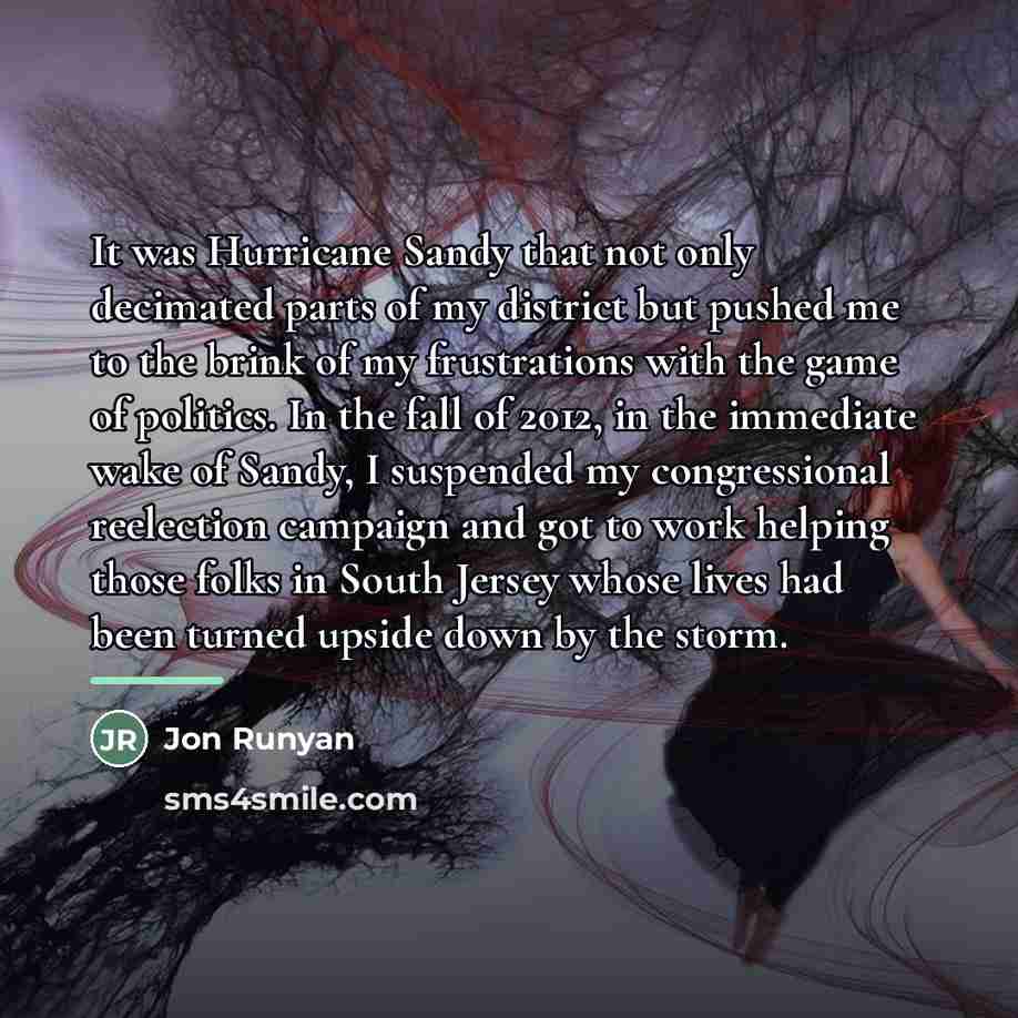 “It was Hurricane Sandy that not only decimated parts of…” quote by Jon Runyan