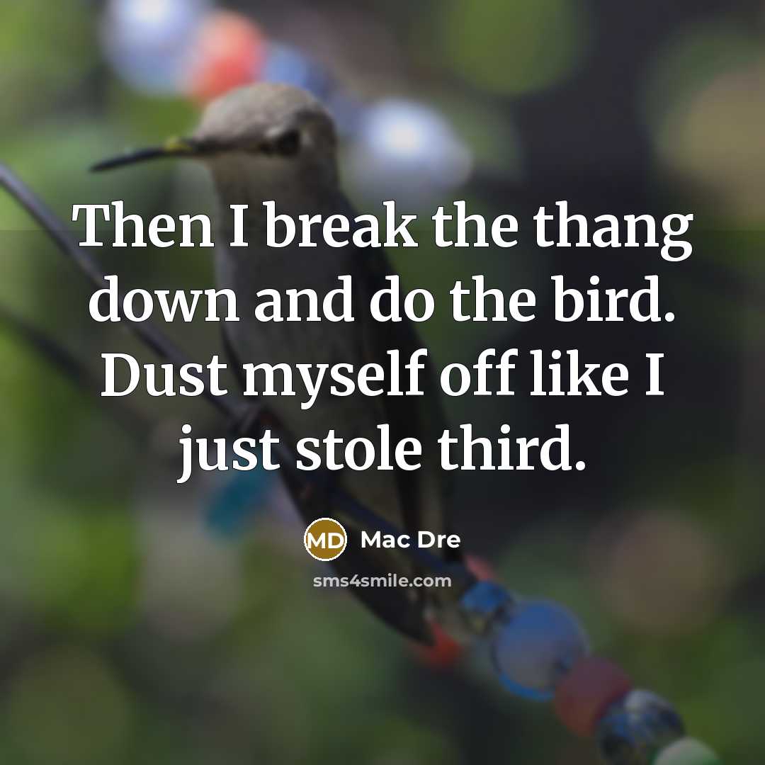 “Then I break the thang down and do the bird. Dust myself off like I just stole third.” quote by Mac Dre