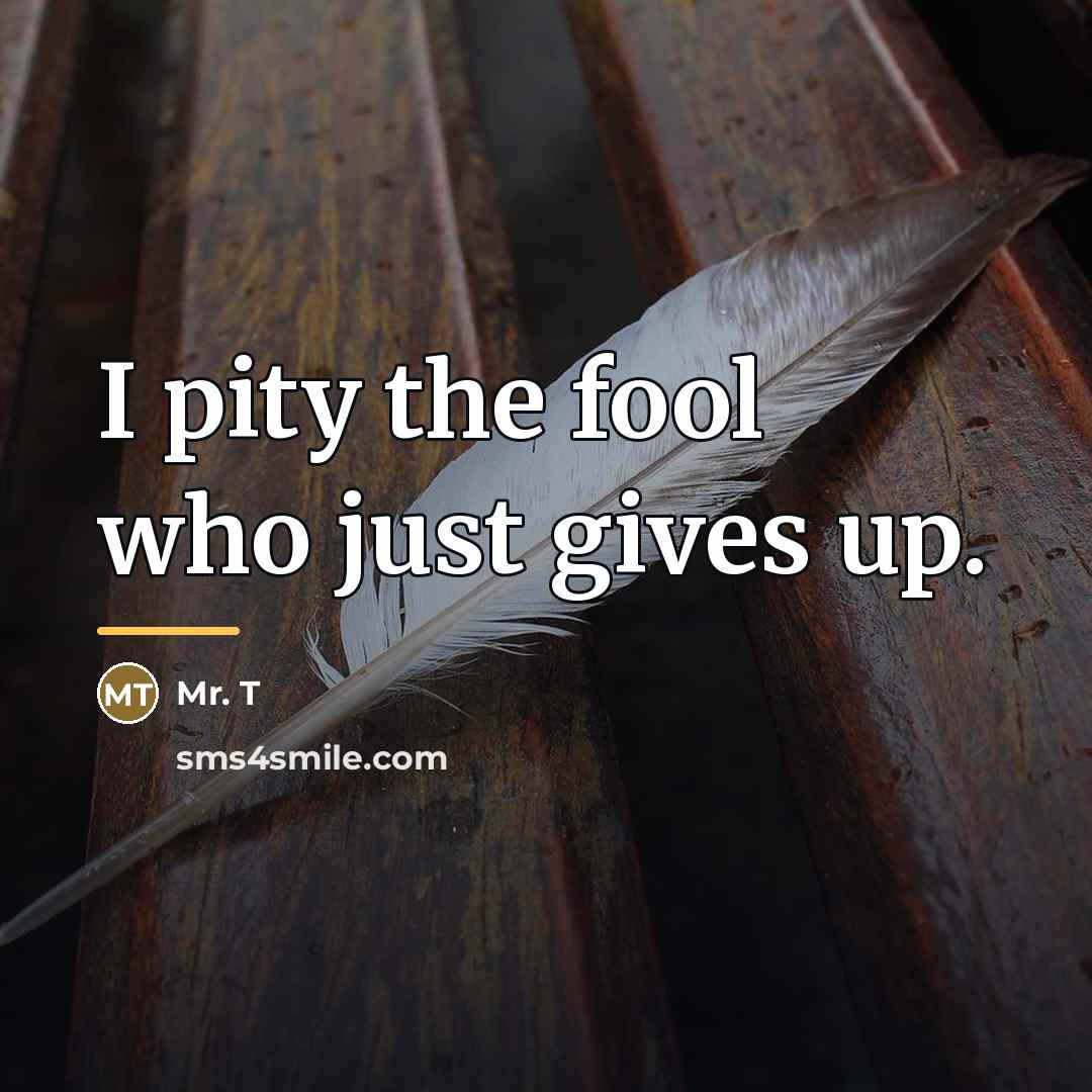 “I pity the fool who just gives up.…” quote by Mr. T