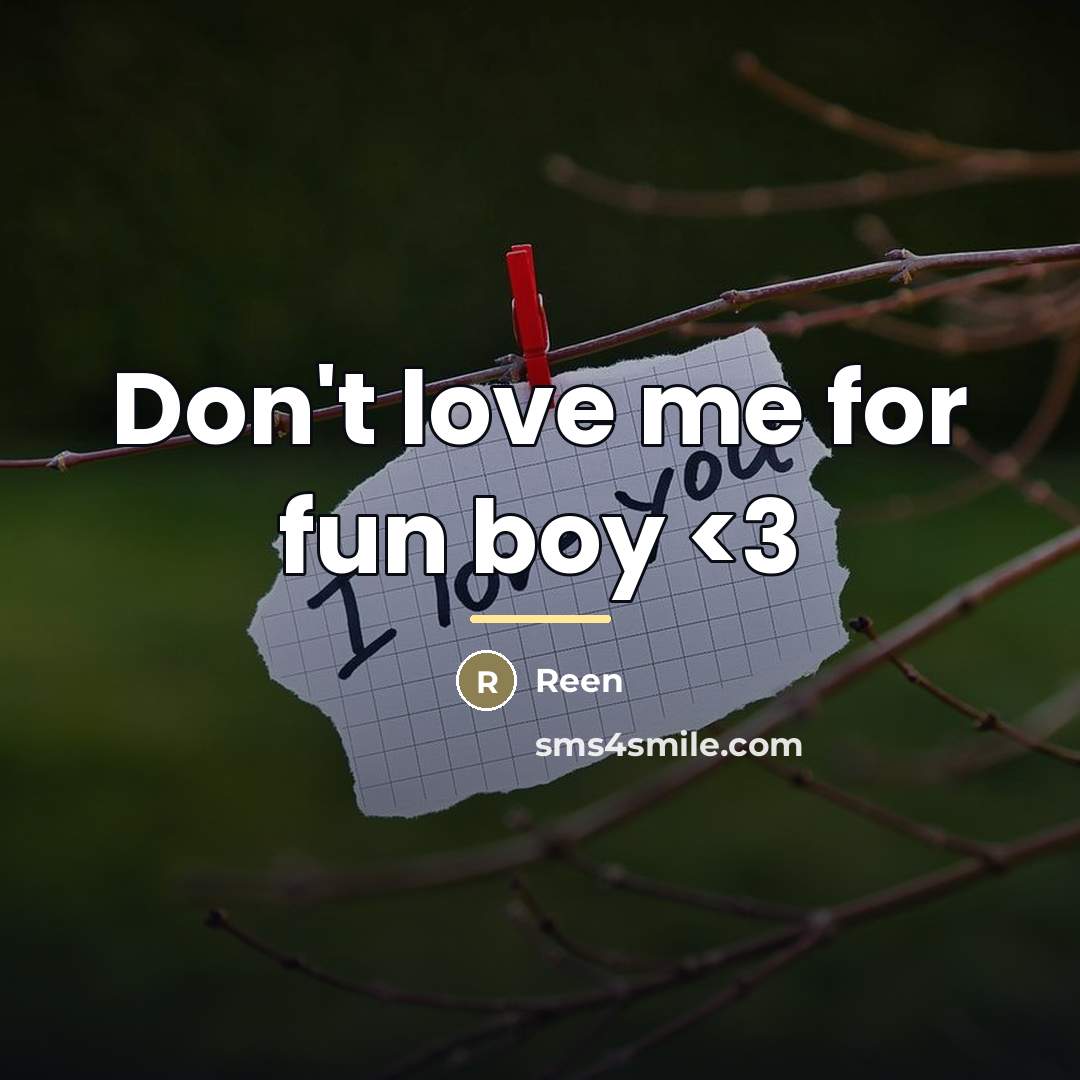 “Don't love me for fun boy…” quote by Reen