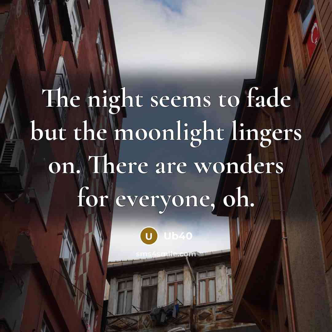 “The night seems to fade but the moonlight lingers on.…” quote by Ub40