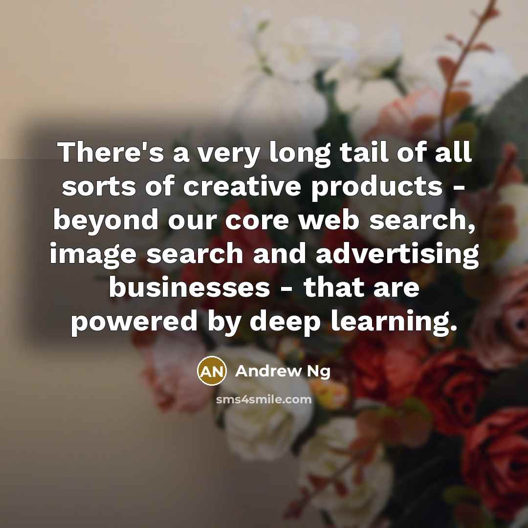 “There's a very long tail of all sorts of creative…” quote by Andrew Ng
