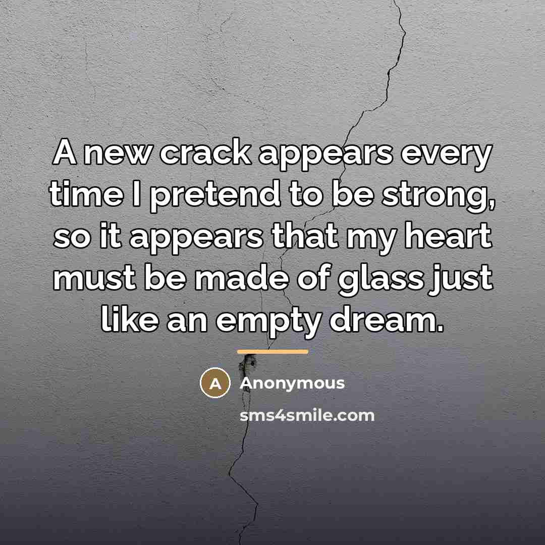 “A new crack appears every time I pretend to be…” quote by Anonymous