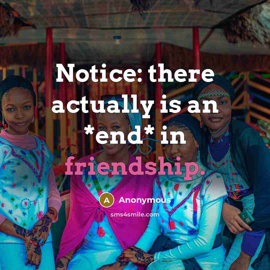 “Notice: there actually is an *end* in friendship.…” quote by Anonymous