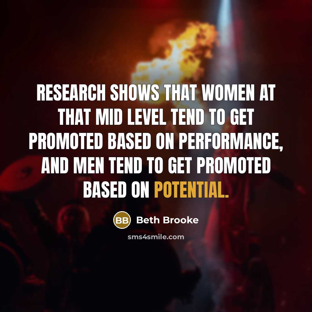 “Research shows that women at that mid level tend to…” quote by Beth Brooke