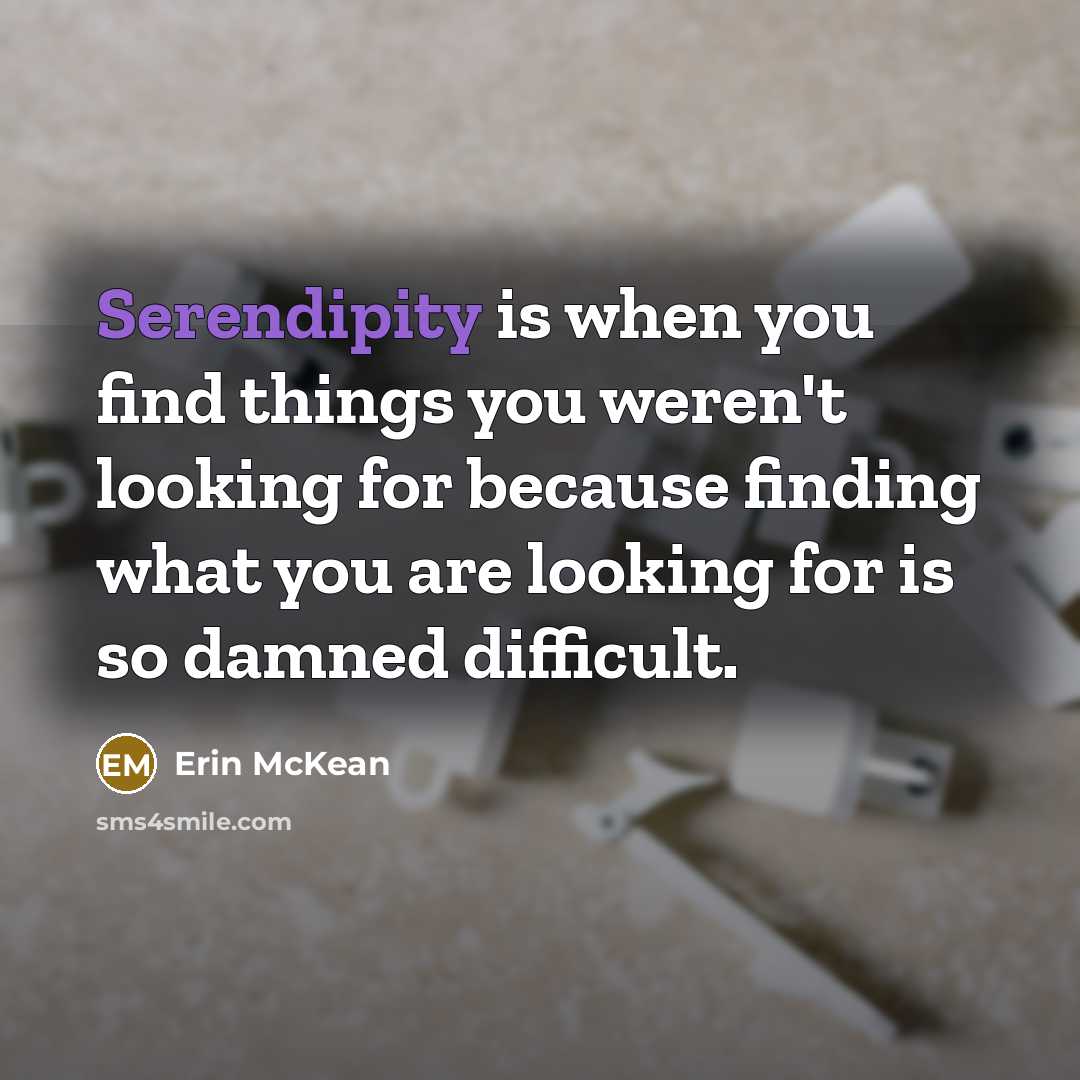 “Serendipity is when you find things you weren't looking for…” quote by Erin McKean