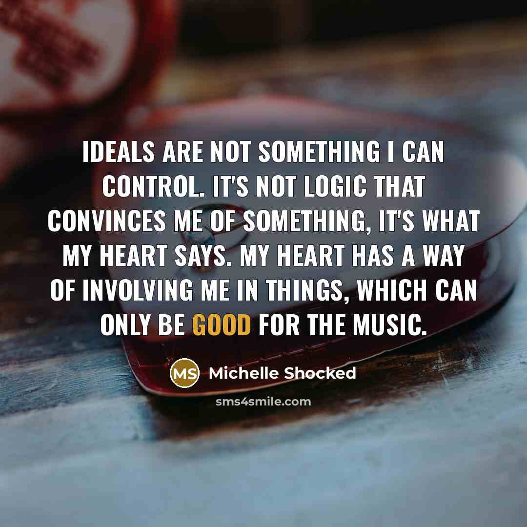 “Ideals are not something I can control. It's not logic…” quote by Michelle Shocked