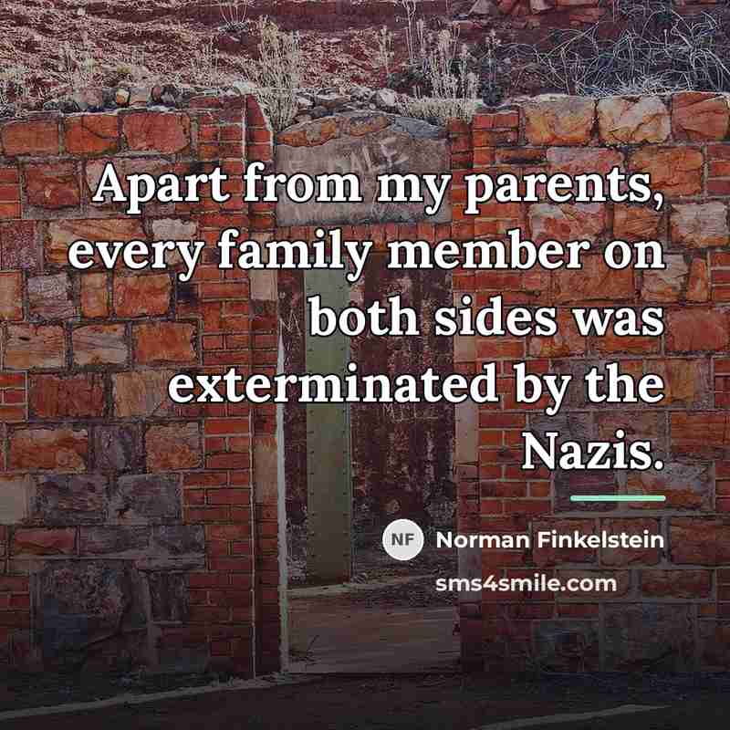 “Apart from my parents, every family member on both sides…” quote by Norman Finkelstein