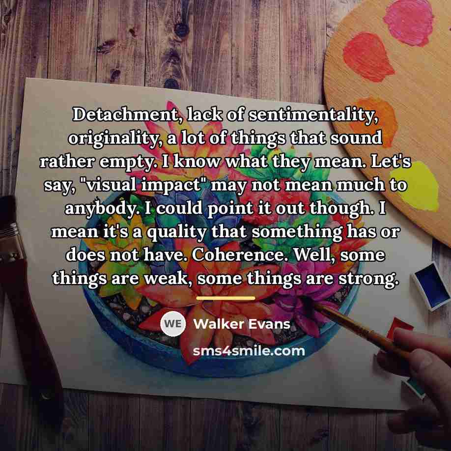 “Detachment, lack of sentimentality, originality, a lot of things that…” quote by Walker Evans