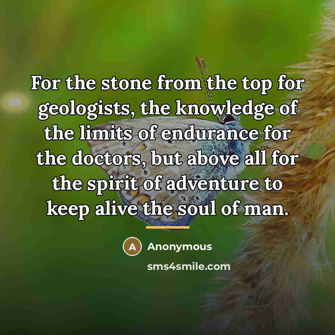 “For the stone from the top for geologists, the knowledge…” quote by Anonymous