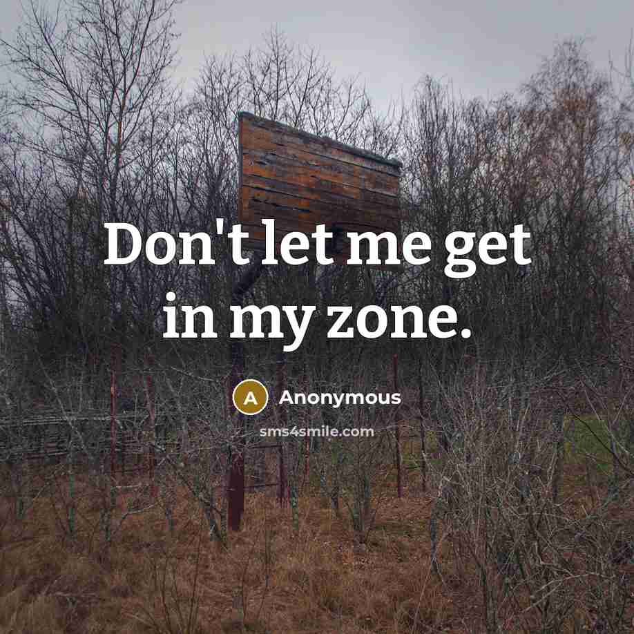 “Don't let me get in my zone.…” quote by Anonymous