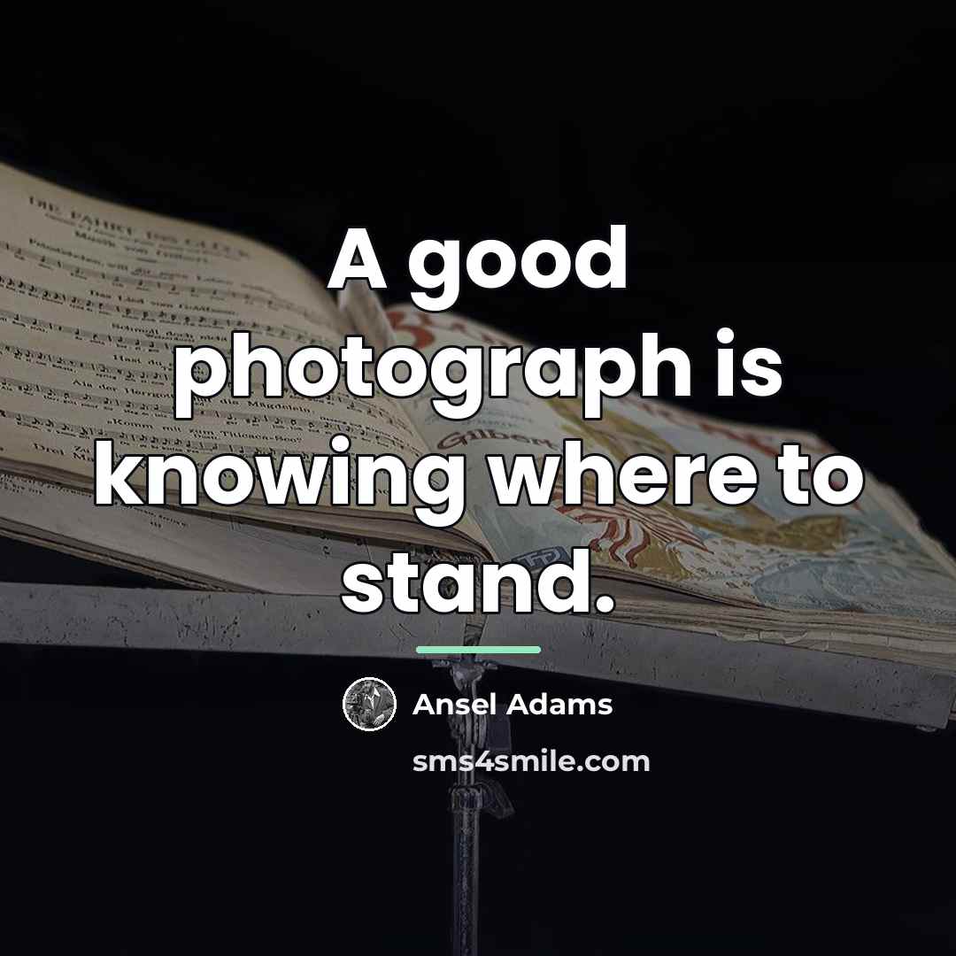 “A good photograph is knowing where to stand.…” quote by Ansel Adams