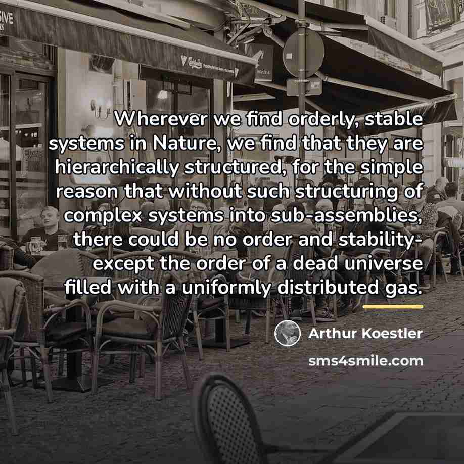 “Wherever we find orderly, stable systems in Nature, we find…” quote by Arthur Koestler