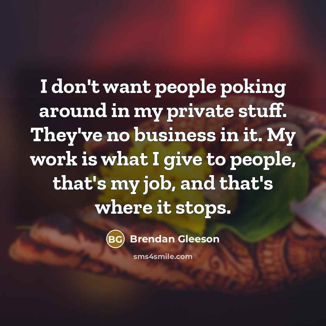 “I don't want people poking around in my private stuff.…” quote by Brendan Gleeson