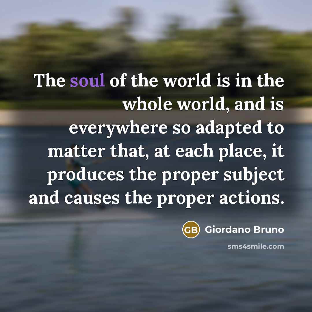 “The soul of the world is in the whole world,…” quote by Giordano Bruno