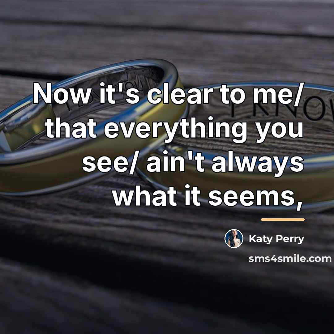 “Now it's clear to me/ that everything you see/ ain't…” quote by Katy Perry