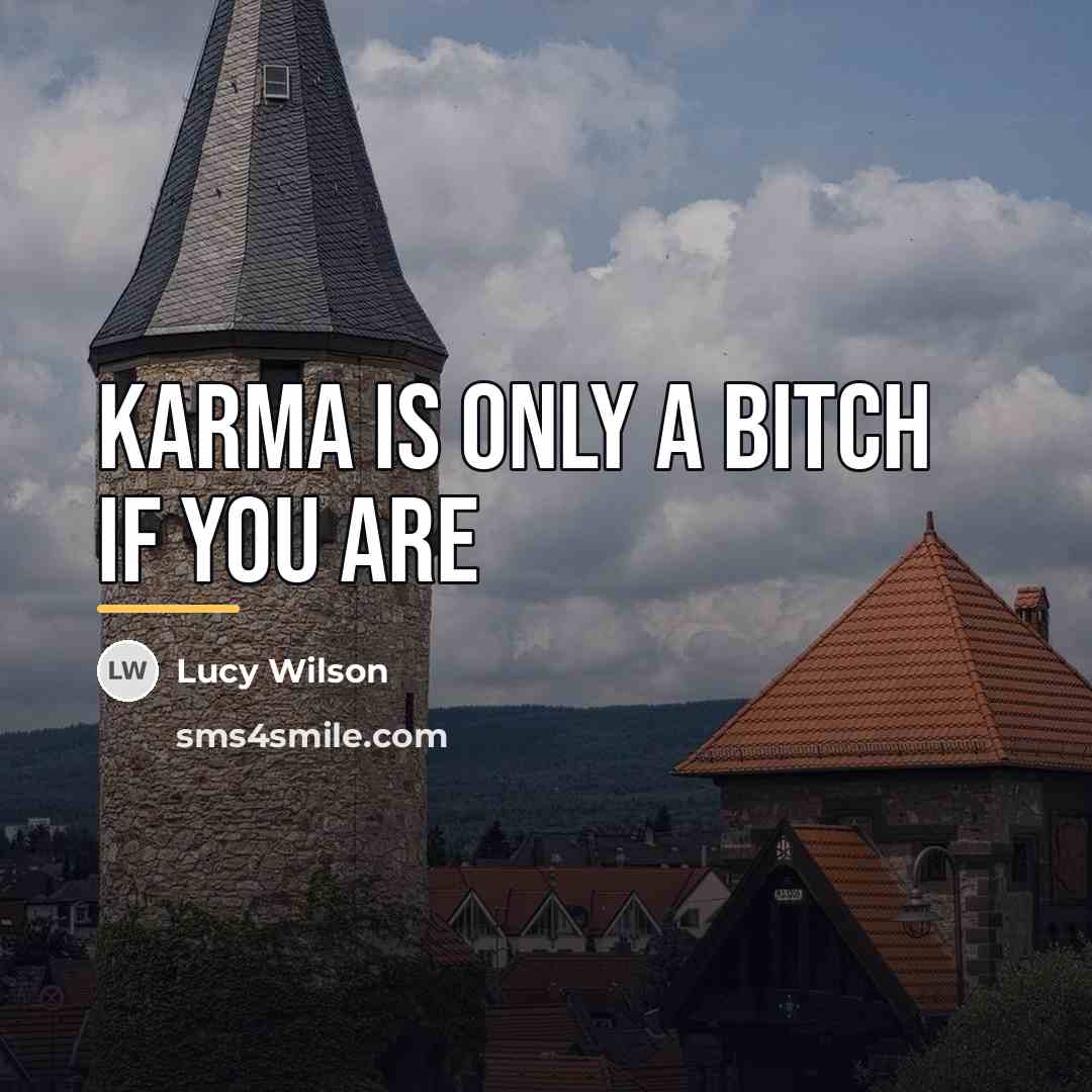 “Karma is only a bitch if you are…” quote by Lucy Wilson