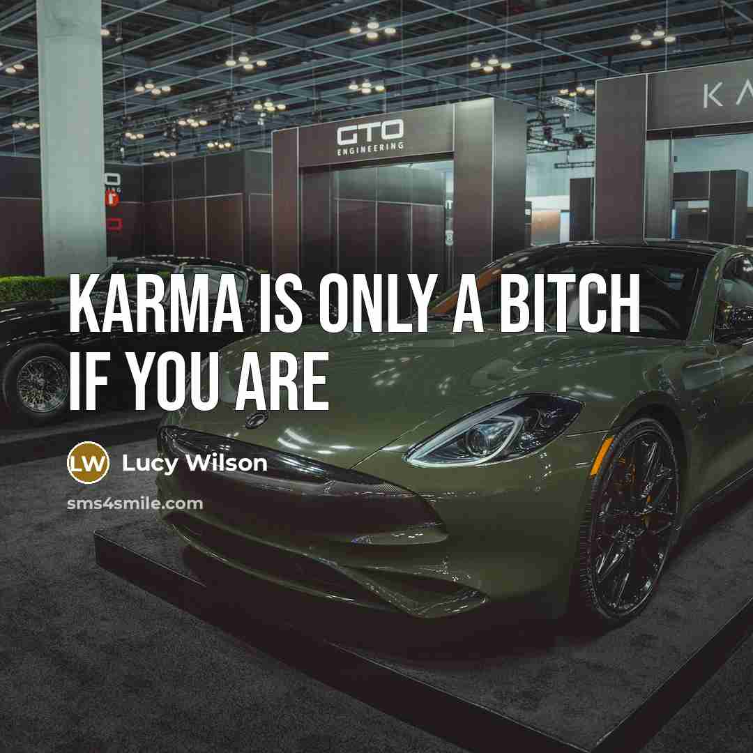 “Karma is only a bitch if you are” quote by Lucy Wilson