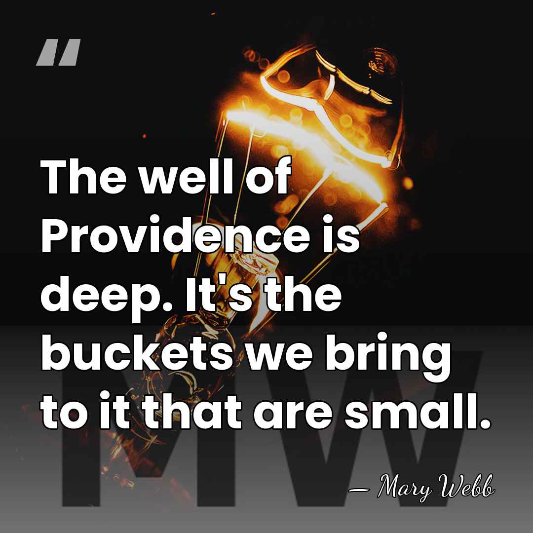 The well of Providence is deep. It's the buckets we bring to&hellip; - Mary Webb