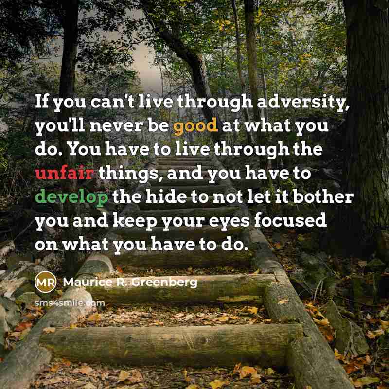 “If you can't live through adversity, you'll never be good…” quote by Maurice R. Greenberg