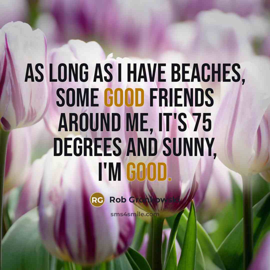 “As long as I have beaches, some good friends around…” quote by Rob Gronkowski