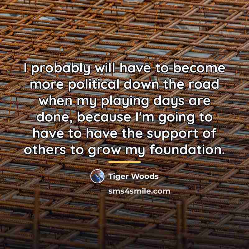 “I probably will have to become more political down the…” quote by Tiger Woods