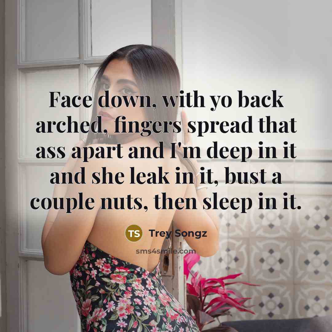 “Face down, with yo back arched, fingers spread that ass…” quote by Trey Songz