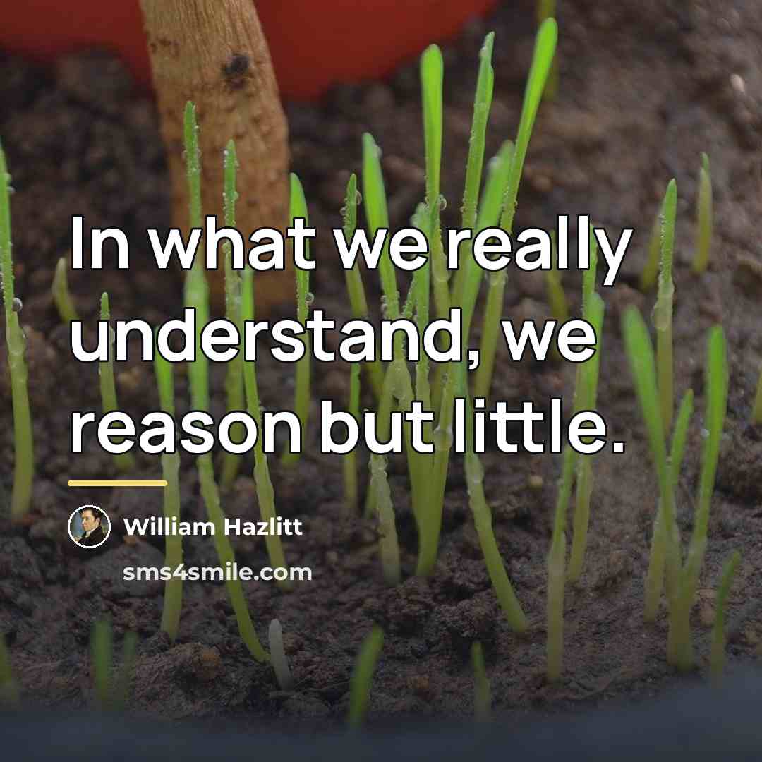 “In what we really understand, we reason but little.…” quote by William Hazlitt
