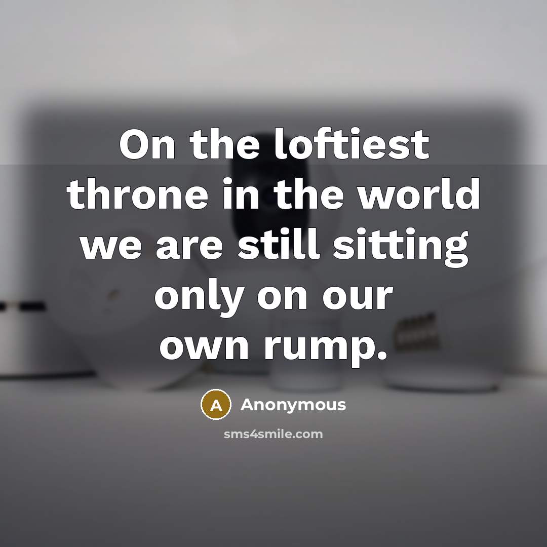 “On the loftiest throne in the world we are still…” quote by Anonymous