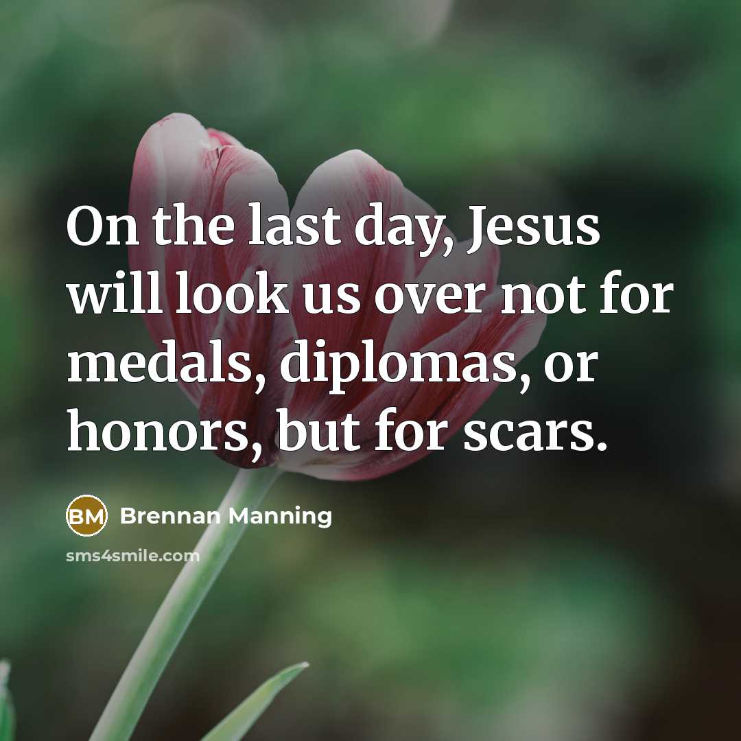 “On the last day, Jesus will look us over not…” quote by Brennan Manning