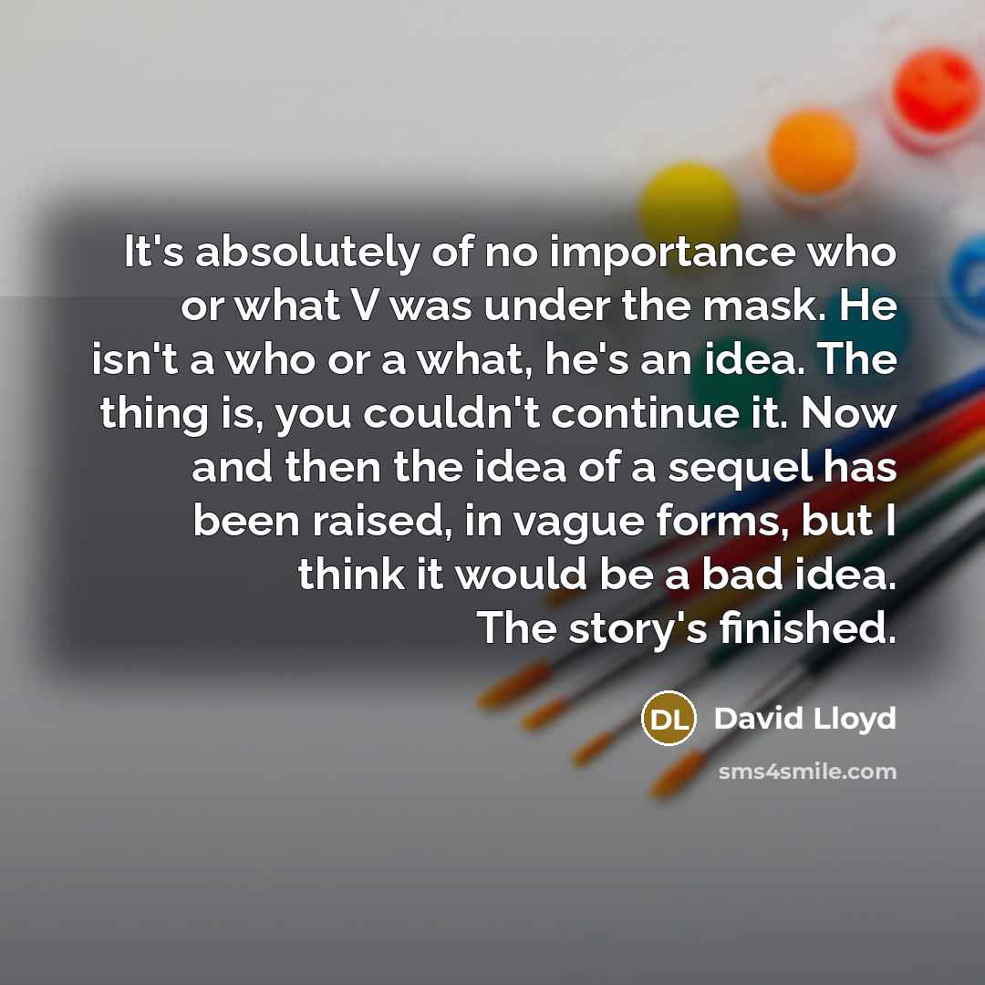 “It's absolutely of no importance who or what V was…” quote by David Lloyd