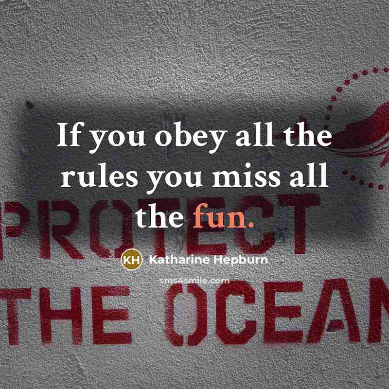 “If you obey all the rules you miss all the fun.” quote by Katharine Hepburn