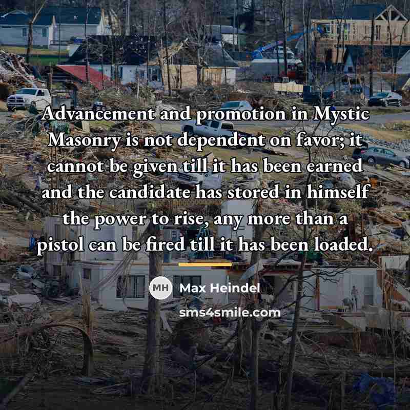 “Advancement and promotion in Mystic Masonry is not dependent on…” quote by Max Heindel