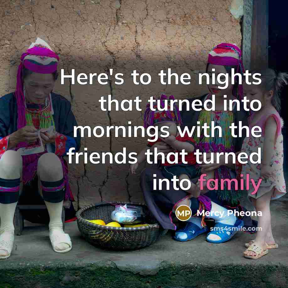 “Here's to the nights that turned into mornings with the…” quote by Mercy Pheona