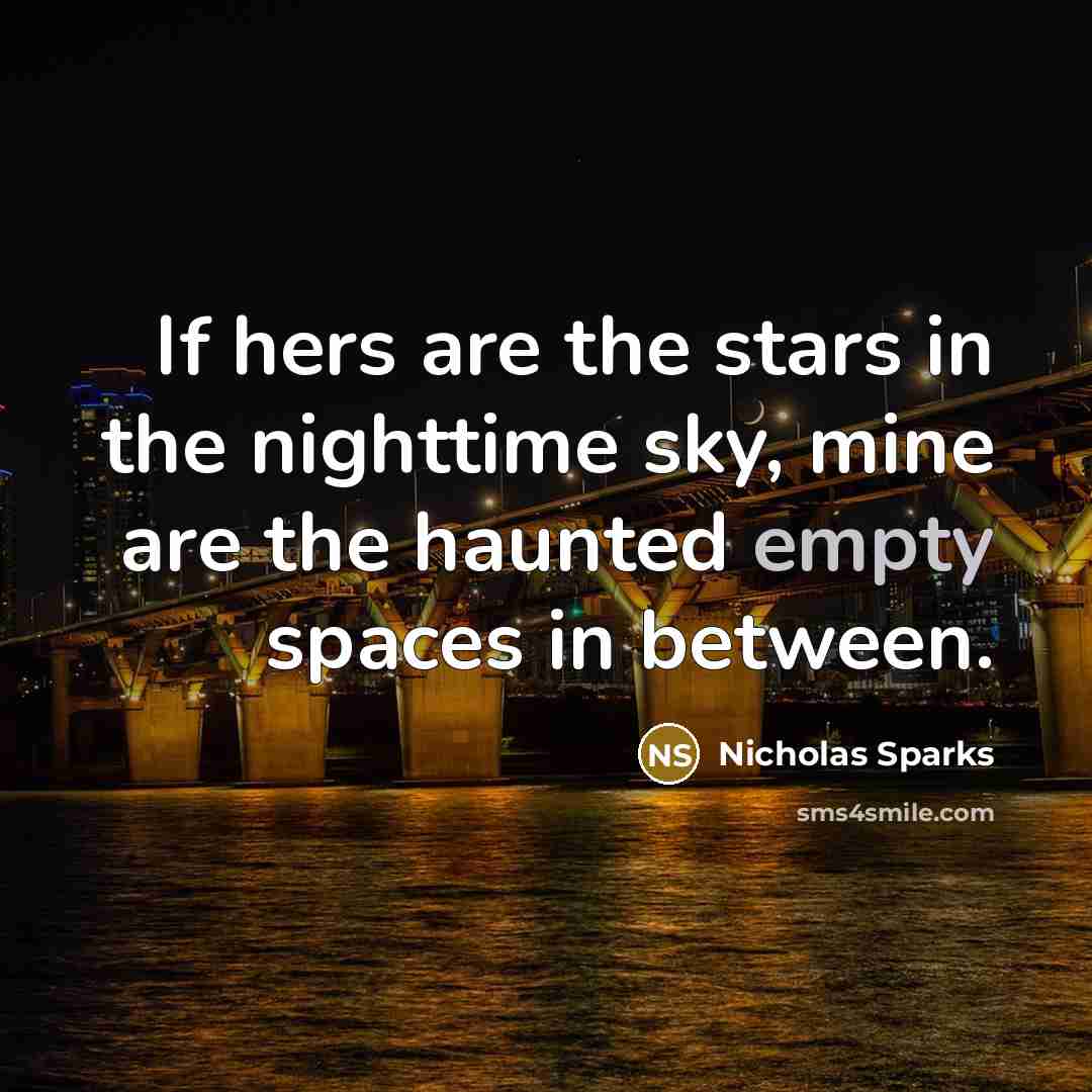 “If hers are the stars in the nighttime sky, mine…” quote by Nicholas Sparks