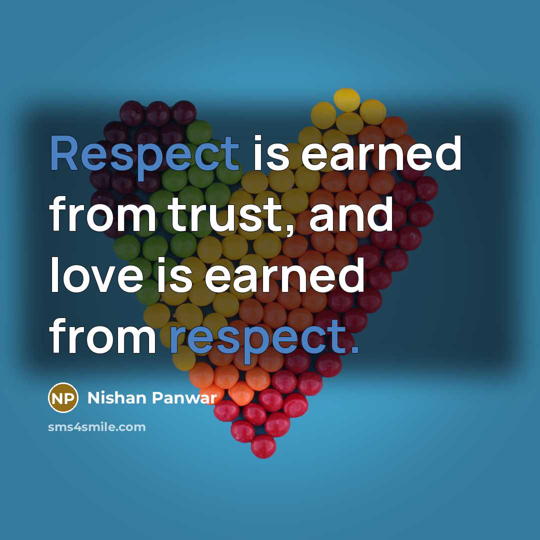 “Respect is earned from trust, and love is earned from…” quote by Nishan Panwar