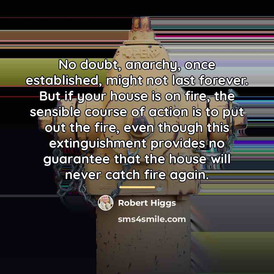“No doubt, anarchy, once established, might not last forever. But…” quote by Robert Higgs
