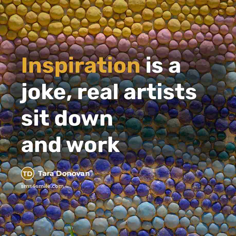 “Inspiration is a joke, real artists sit down and work…” quote by Tara Donovan