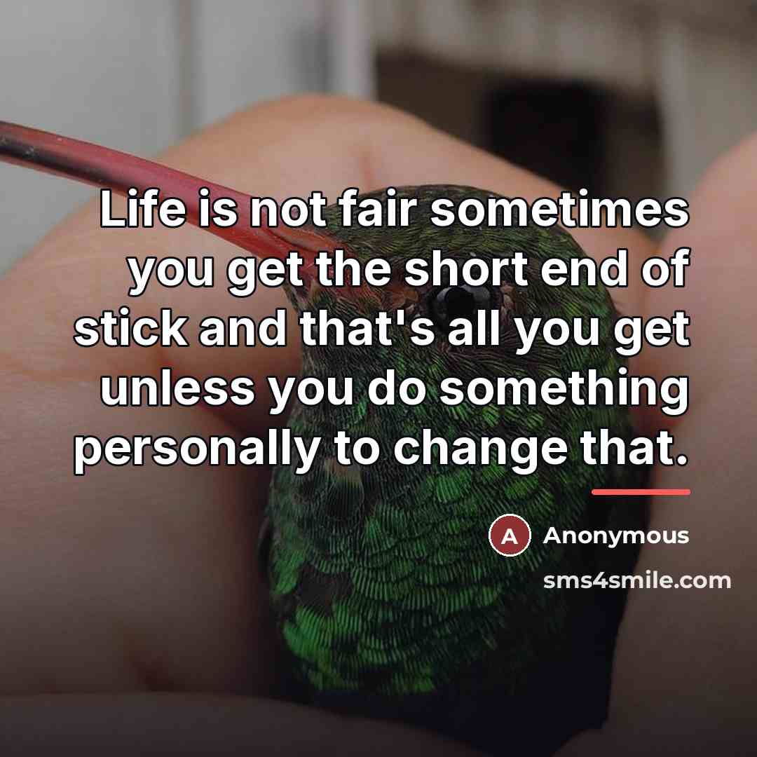 “Life is not fair sometimes you get the short end…” quote by Anonymous